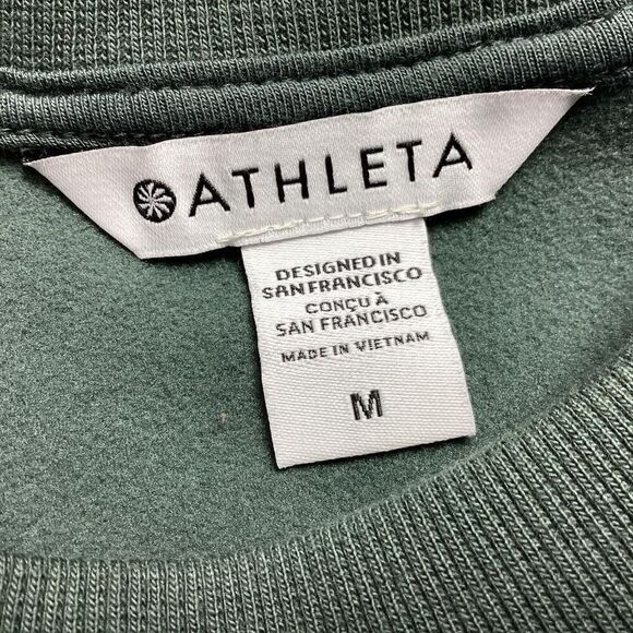 Athleta Sweatshirt Womens M Green Long Sleeve Triumph Hybrid Crewneck - Picture 10 of 11
